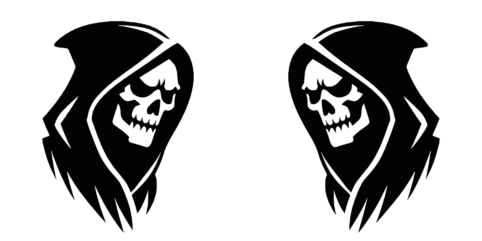 Evil Skull Death Grim Reaper Head Die Cut Vinyl Decal Sticker Left Right or Pair