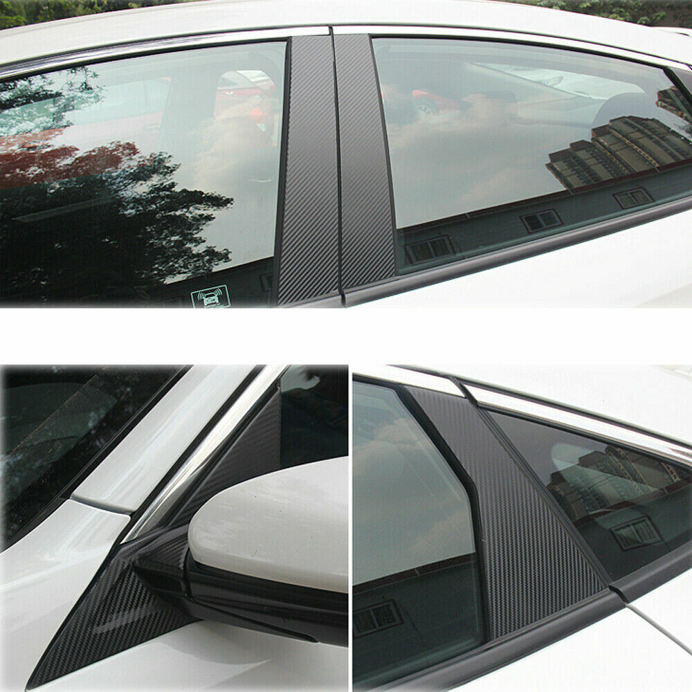 Carbon Fiber Door Window Pillar Post Cover Trim Decal For Honda Civic 10th 16-21