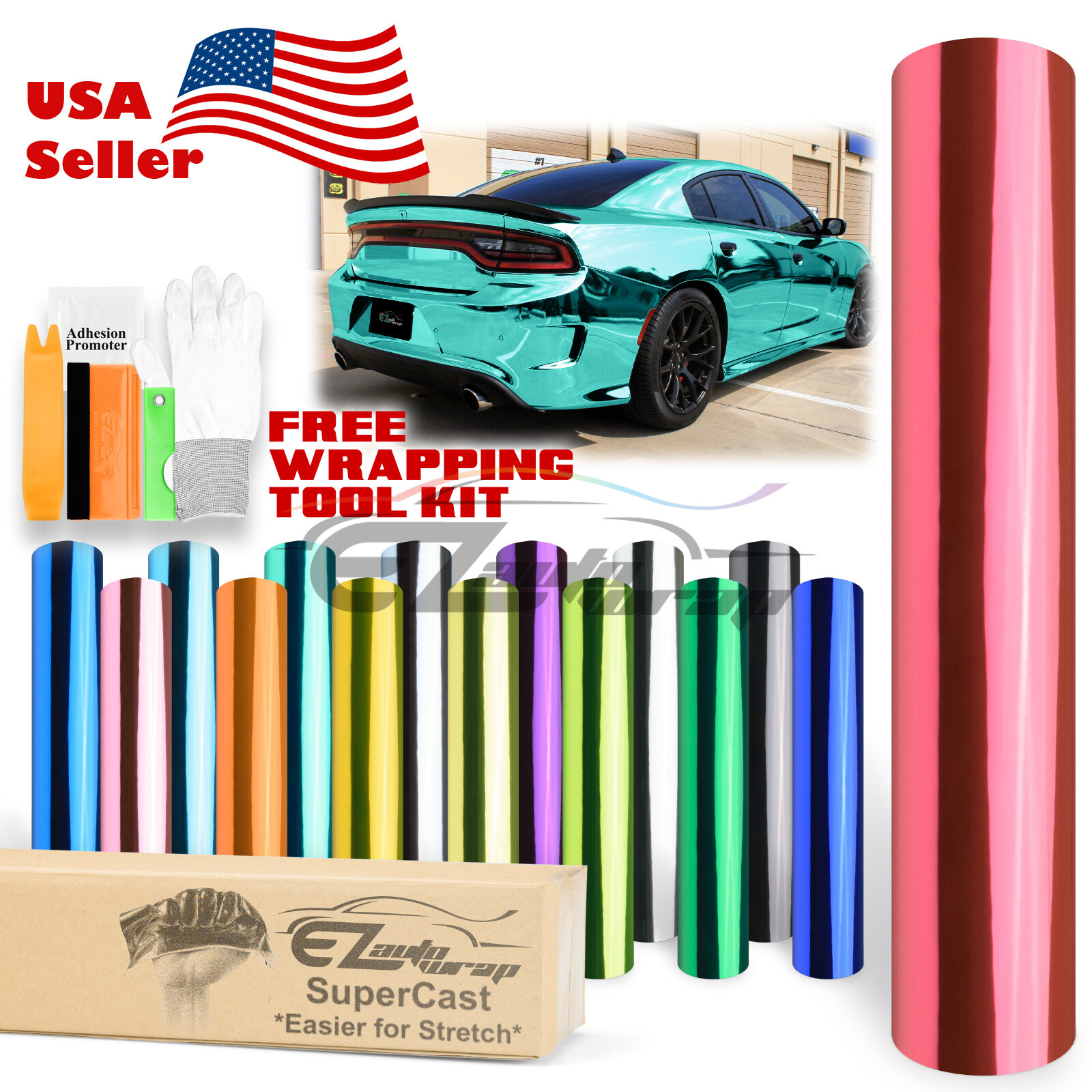 15 Colors Supercast Easy Stretch Chrome Car Vinyl Wrap Bubble Free Sticker Film