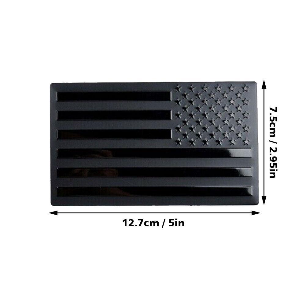 Solid Aluminum American Flag Car Decal 3D Black USA Flag Sticker for Truck SUV