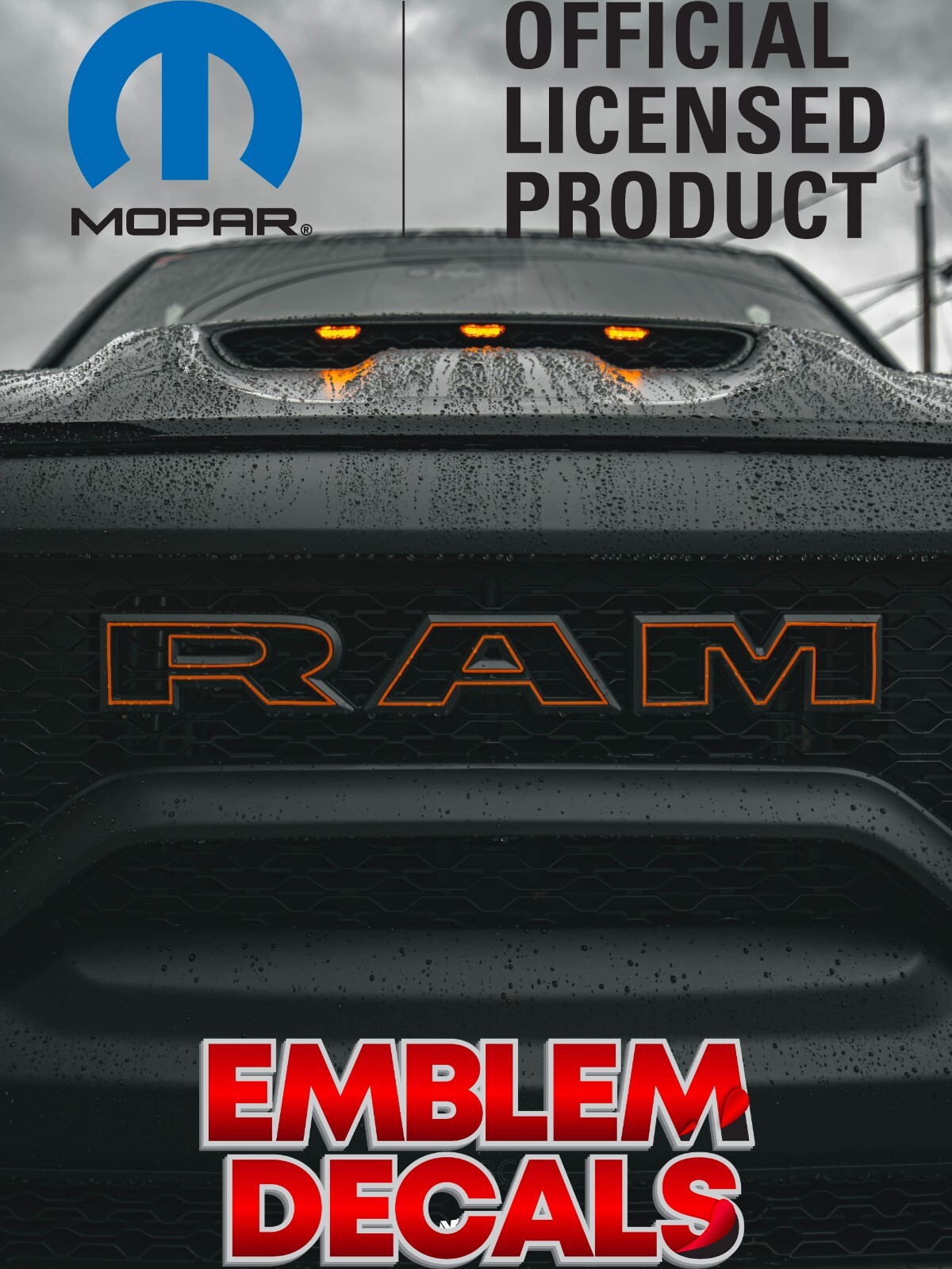 Ram 1500 TRX Grill ” R A M ” Emblem Overlay Decal 2021 2022 2023 2024