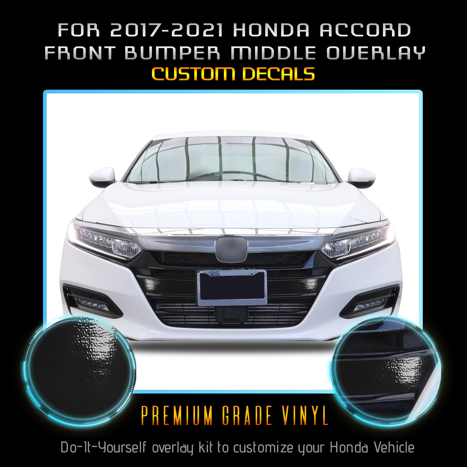 For 2017-2021 Honda Accord Front Bumper Grille V1 Graphic Decal Glossy Vinyl