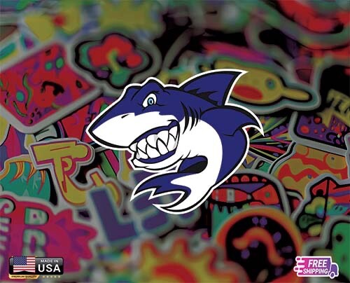 SHARK BLUE PREMIUM DECAL STICKER LAPTOP CAR STRONG LAMINATED FREE GIFT