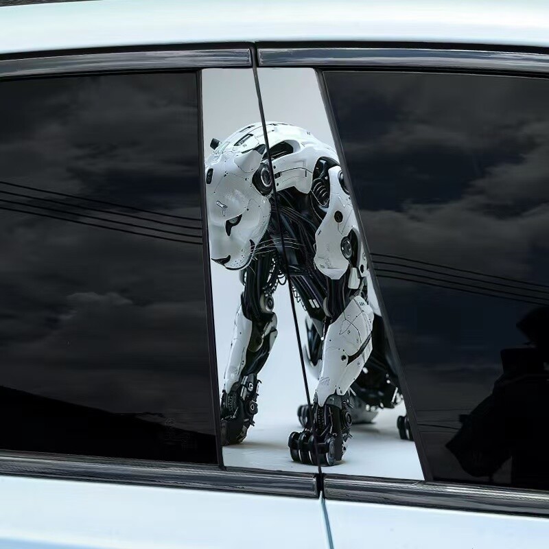 2pcs Machinery and Animals Car Center Pillar Sticker B-pillar Protective Film