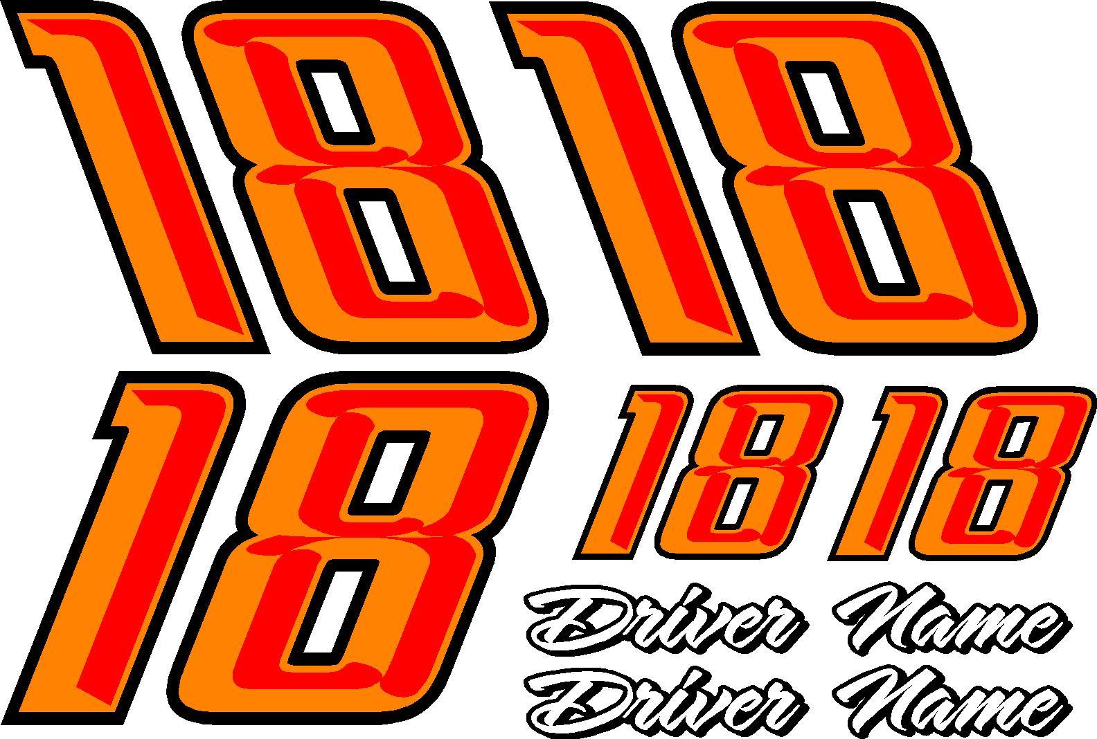 Race Car 3 color chiseled number stock car decal sticker racing set