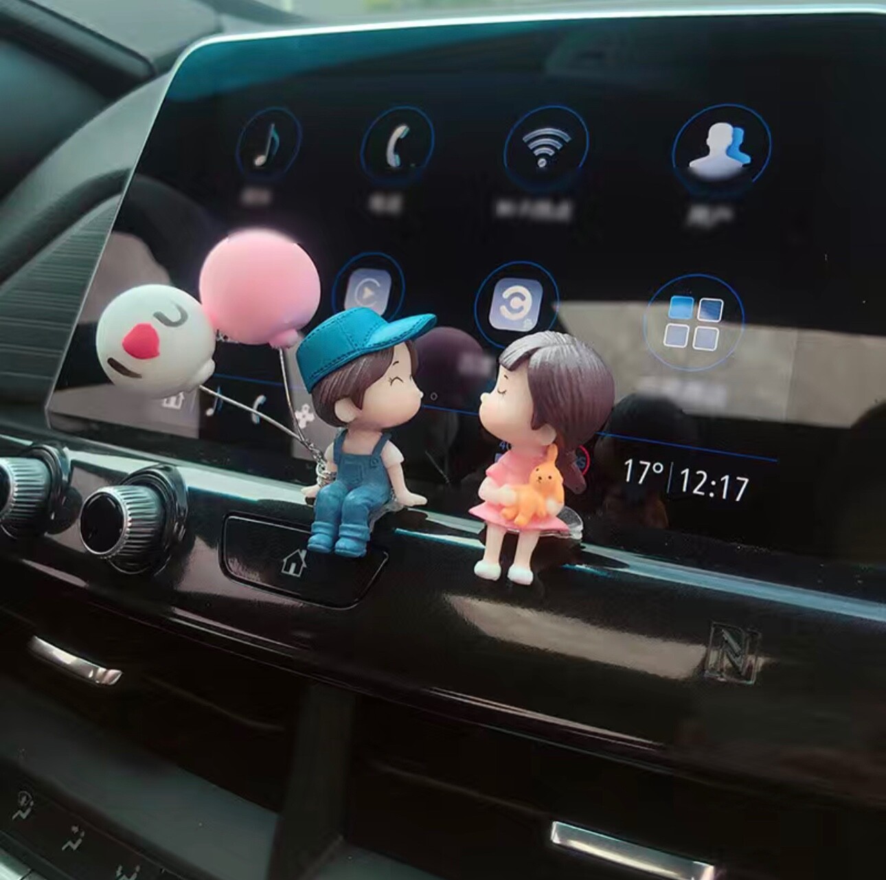 Cute Cartoon Couples Action Figure Balloon Car Decoration Interior Dashboard UK