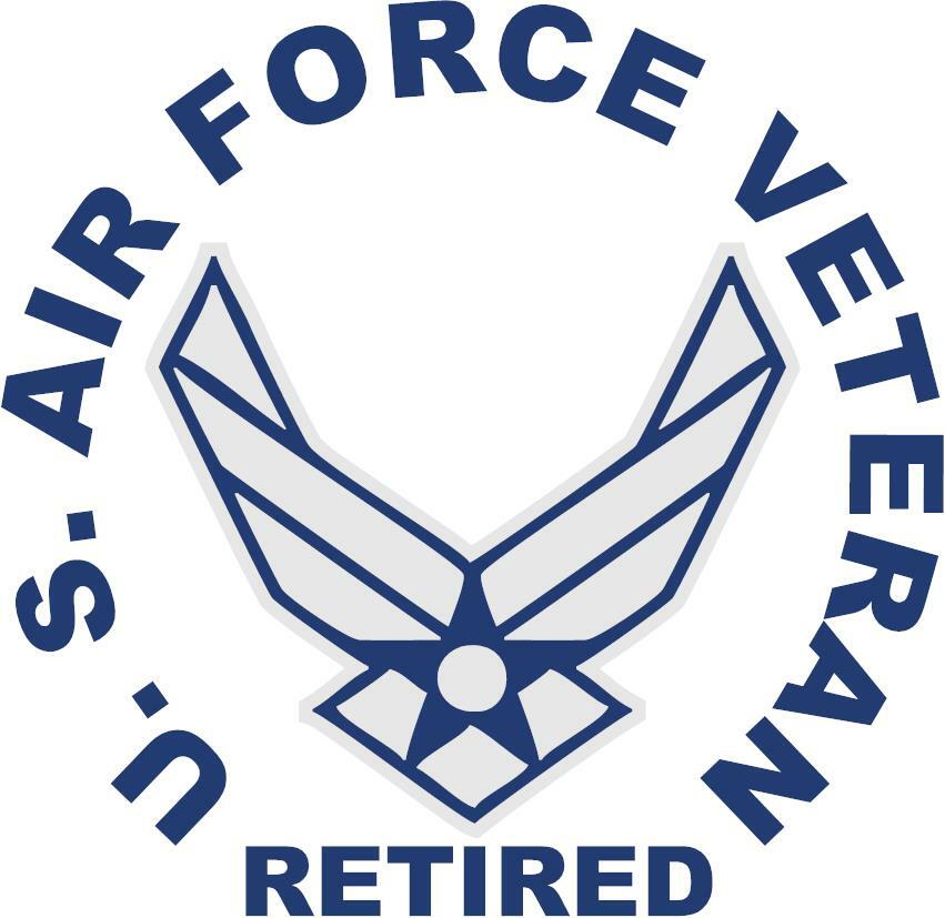 “U S Air Force Veteran Retired” 3 Mil Vinyl Sticker for a Car or Truck Window