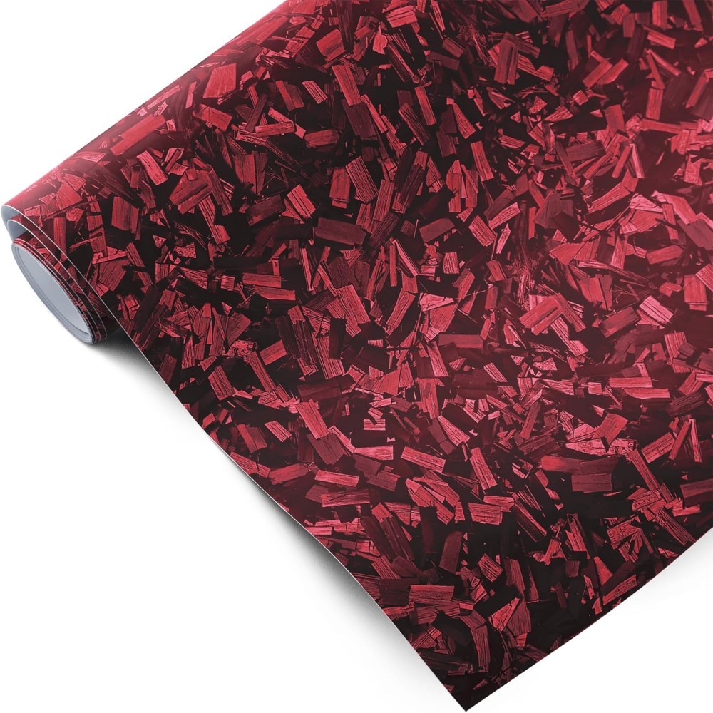 1ft x 5ft Matte Red Forged Carbon Fiber Vinyl Wrap Roll DIY Air Release Sticker