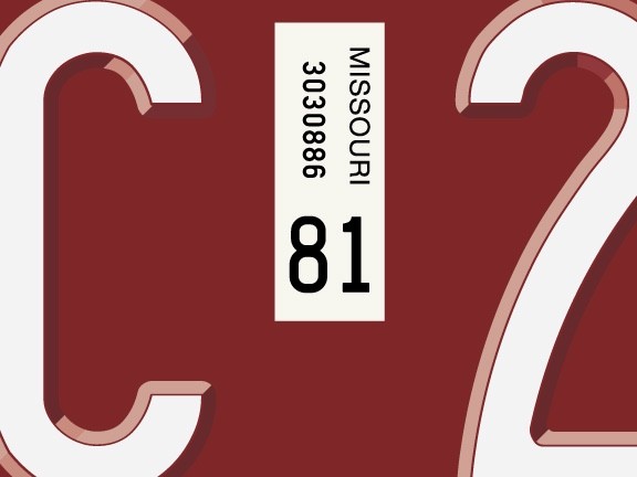 Missouri license plate registration sticker, 1980 to 1987