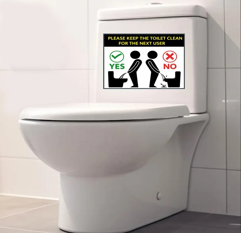 1X Keep The Toilet Clean, Vinyl Waterproof Sticker, Size Approx W 20cm H 13cm