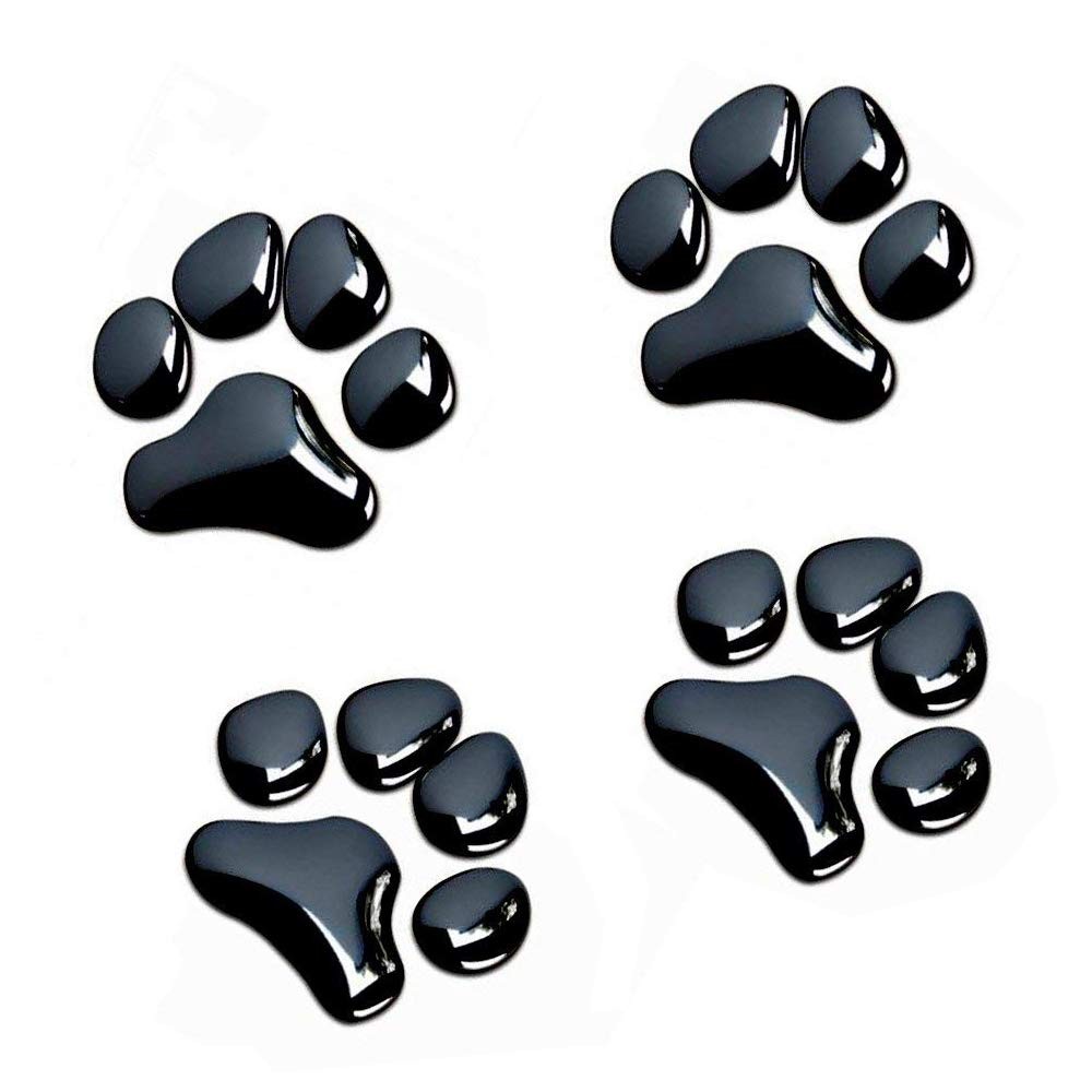 LZLRUN 4PCS Black 3D Chrome Dog Paw 6 x 6 cm / 2.36 x inch,