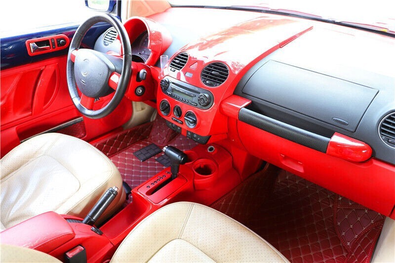 For Vw Beetle 2003-2005 2006 Abs Red Central Console Gear Shift Cover Trim 1pcs