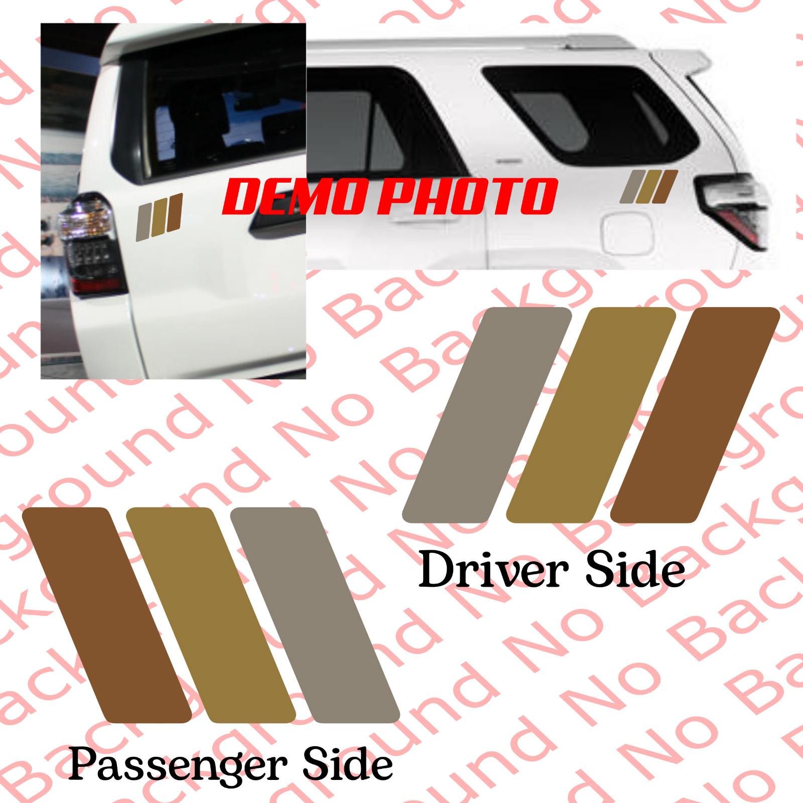 RETRO SLANT STRIPES Rainbow Vinyl Decal Fits 4RUNNER TACOMA Metallic Color TY009