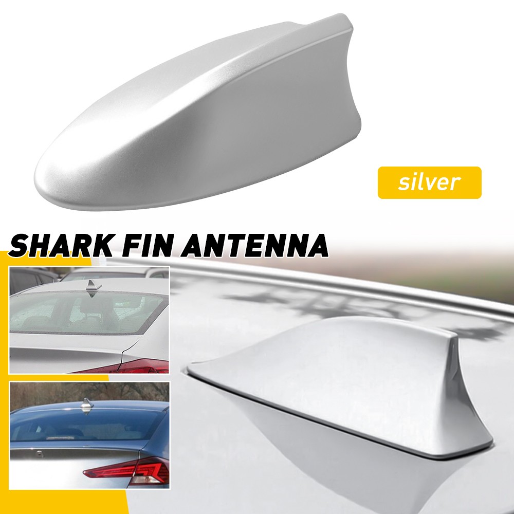 1/2Set Shark Fin Sliver Cover Antenna Radio FM Signal /AM Booster Decor Car Acce