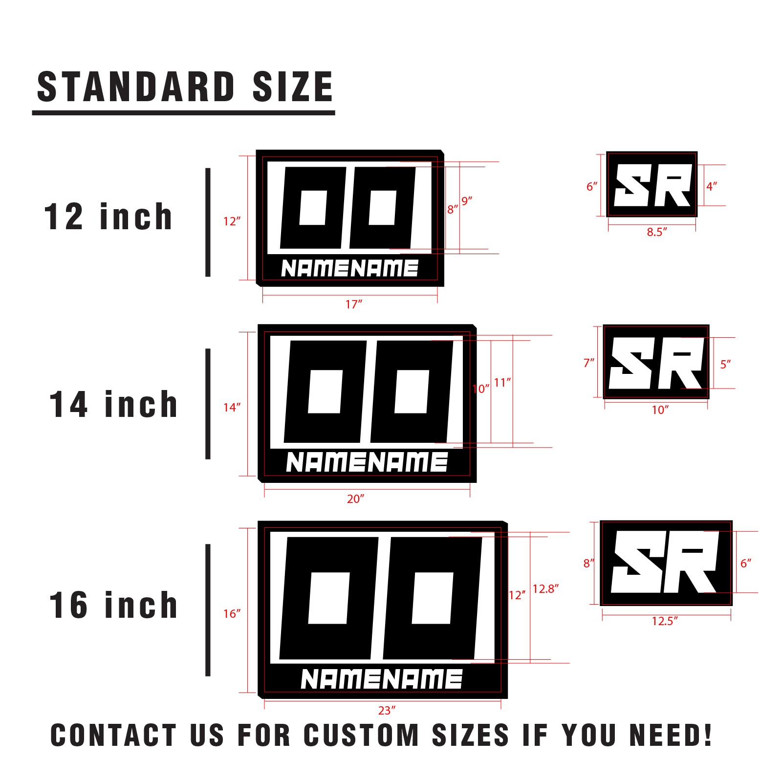 Custom Autocross Number Class Sticker Glossy x2 12″ 14″ 16″ – Style A Plate