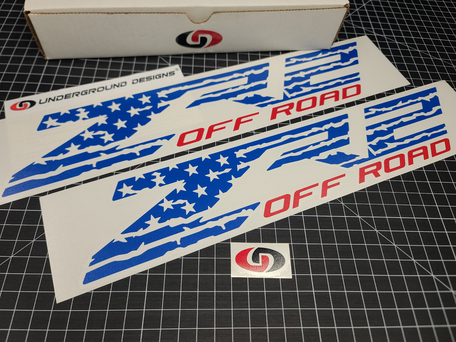 ZR2 Off Road Decals (2pk) American Flag Bedside Stickers Fits Silverado Colorado