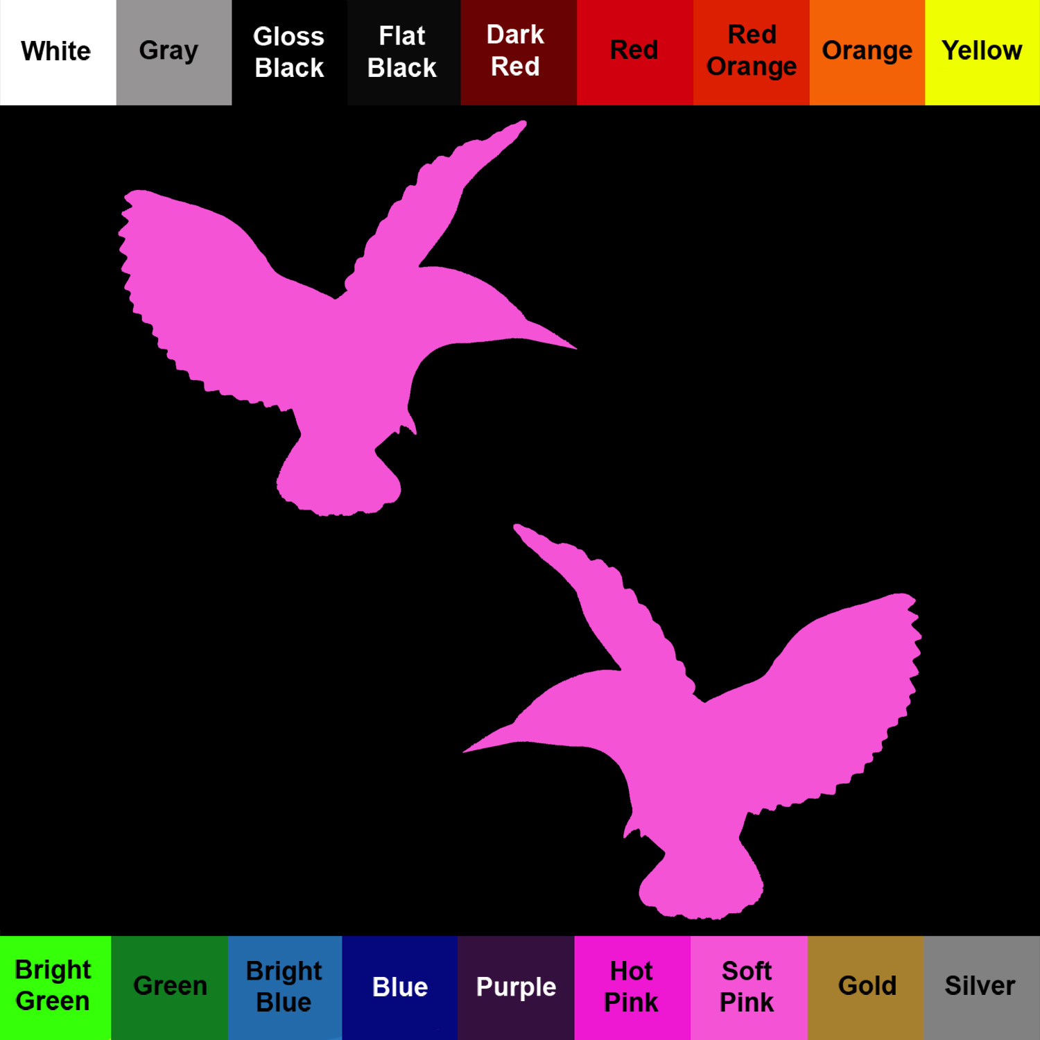 Hummingbird Decal 2 Pack Flying Silhouette Bird Stickers