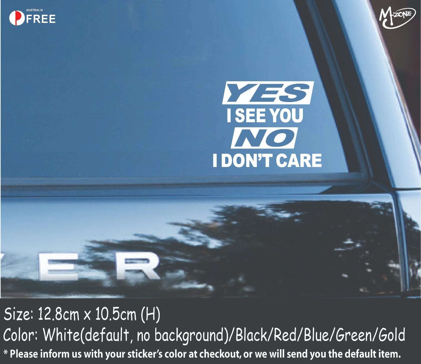 YES I SEE YOU NO I DON’T CARE Sticker Decal-Reflective/Metallic Color Car Funny