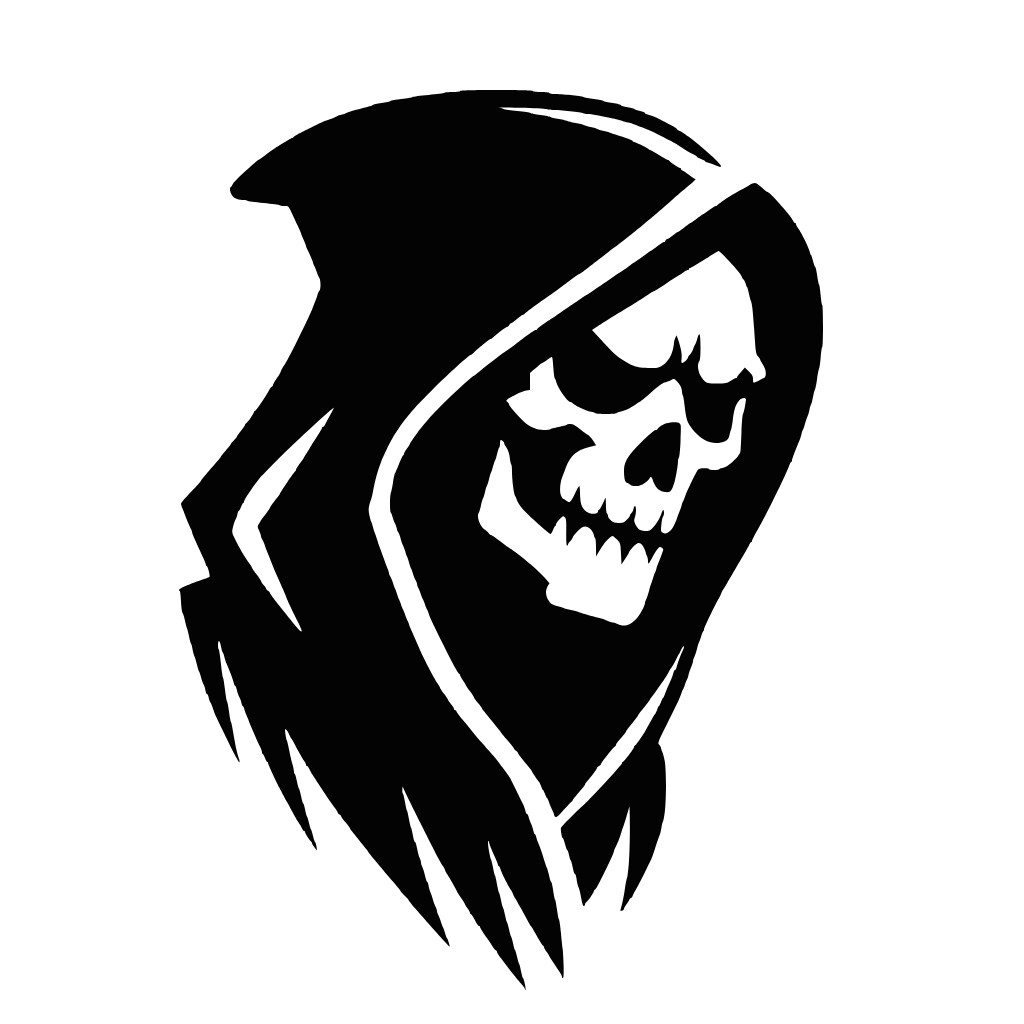 Evil Skull Death Grim Reaper Head Die Cut Vinyl Decal Sticker Left Right or Pair