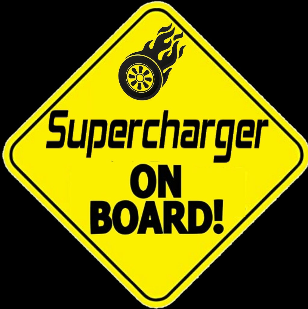Supercharger on board car window sticker 4X4 inches