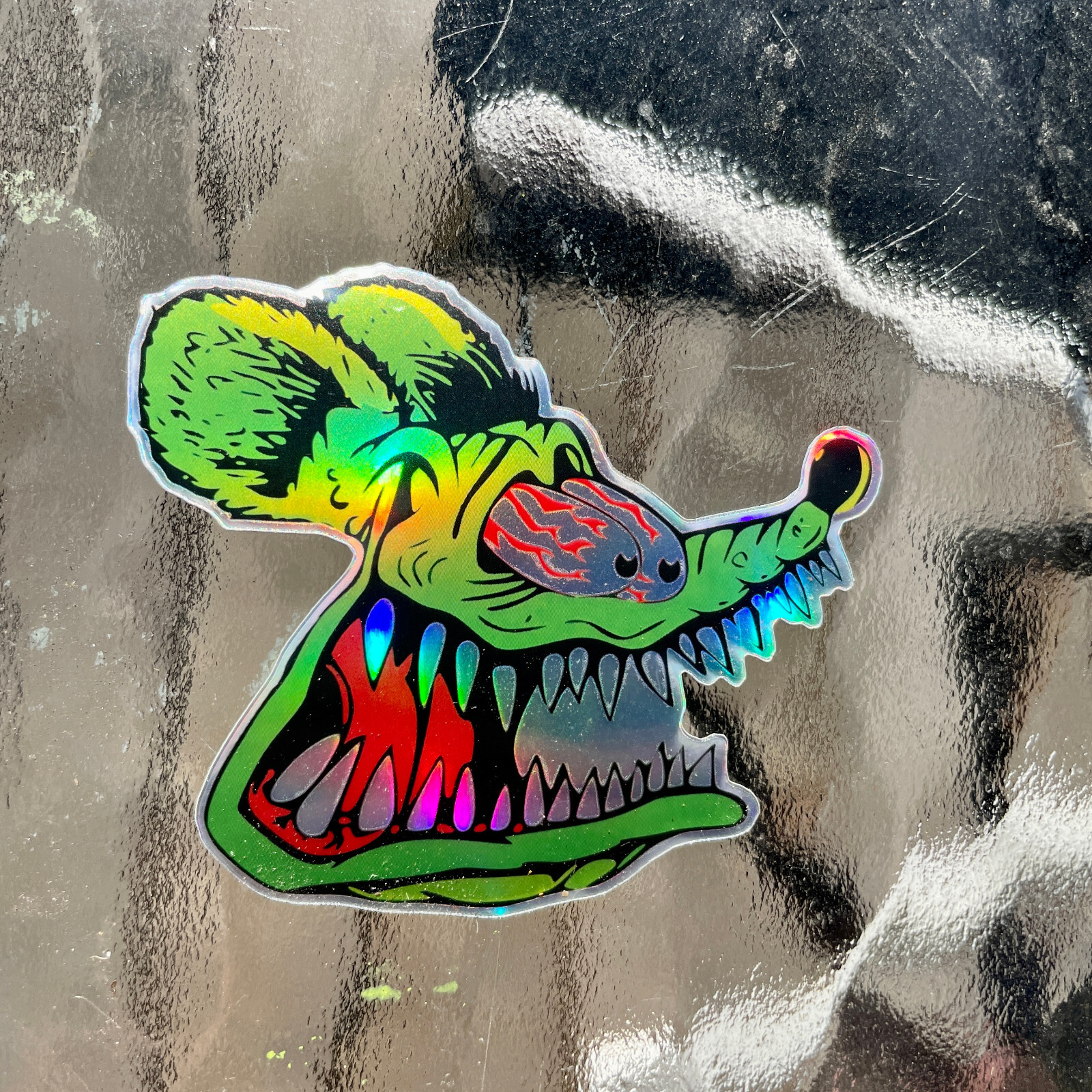 Rat Fink Hot Rod 3 inch holographic Premium decal Sticker 2-Pack Car Window