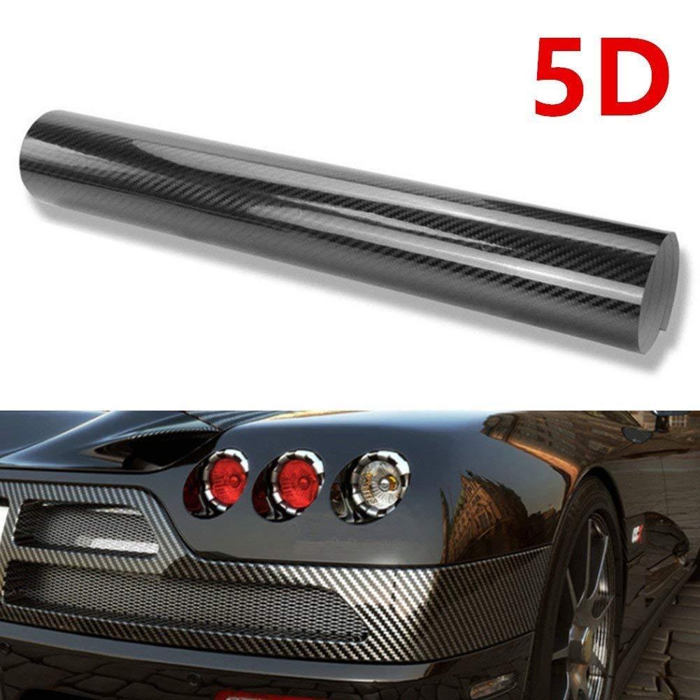 5D Premium HIGH GLOSS Black Carbon Fiber Vinyl Wrap Bubble Free Air Release