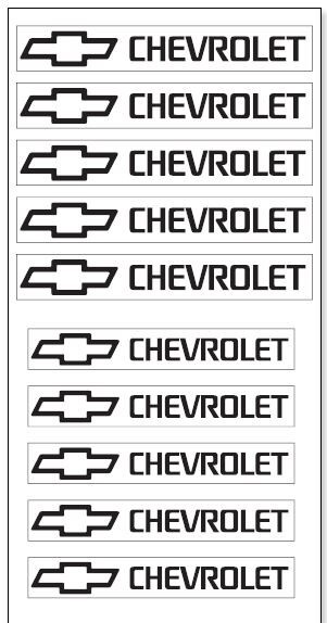 Chevrolet Decals Stickers door handles wheels rims 8pcs vinyl decals + 2 Extra’s
