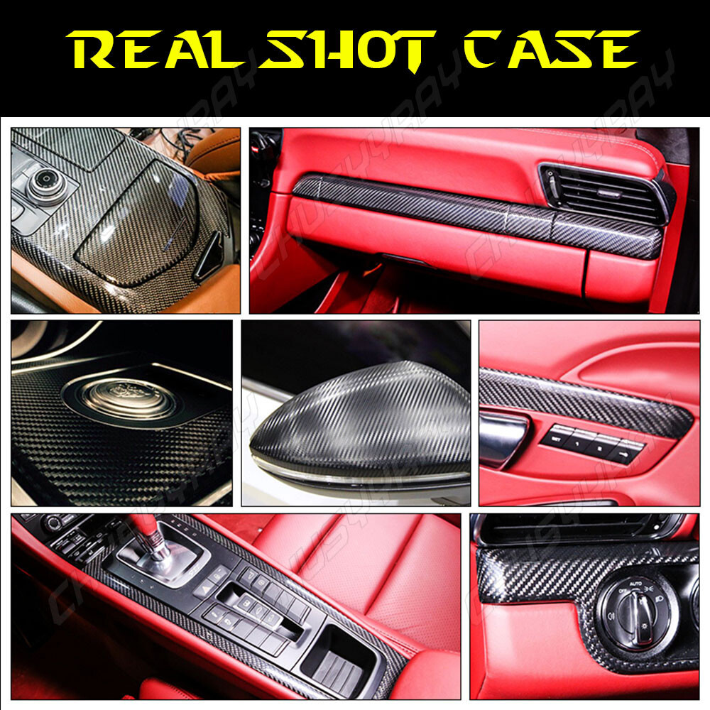 5D Gloss Black Carbon Fiber Car Vinyl Wrap Auto Sticker Decal Film Roll for Cars