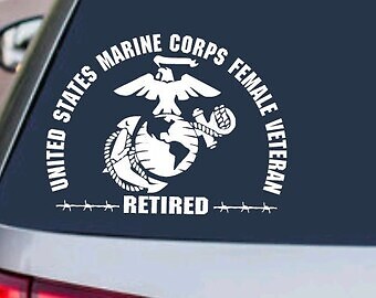 MARINE CORPS RETIRED FEMALE DECAL – USMC Military Sticker – Car Truck Decor SUV