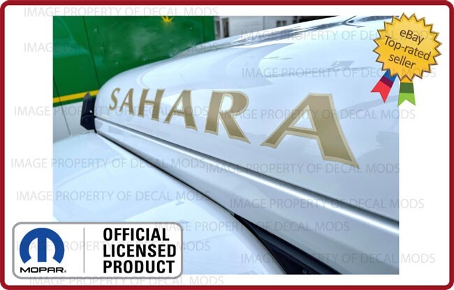 2x Jeep Wrangler SAHARA Hood Vinyl Decals Graphics Stickers JK Tan Brown FK2D2