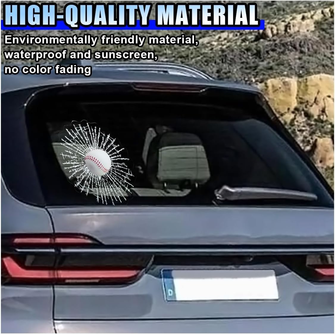 3D Prank Broken Glass Car Sticker – Funny Decal for Windshield Decoration
