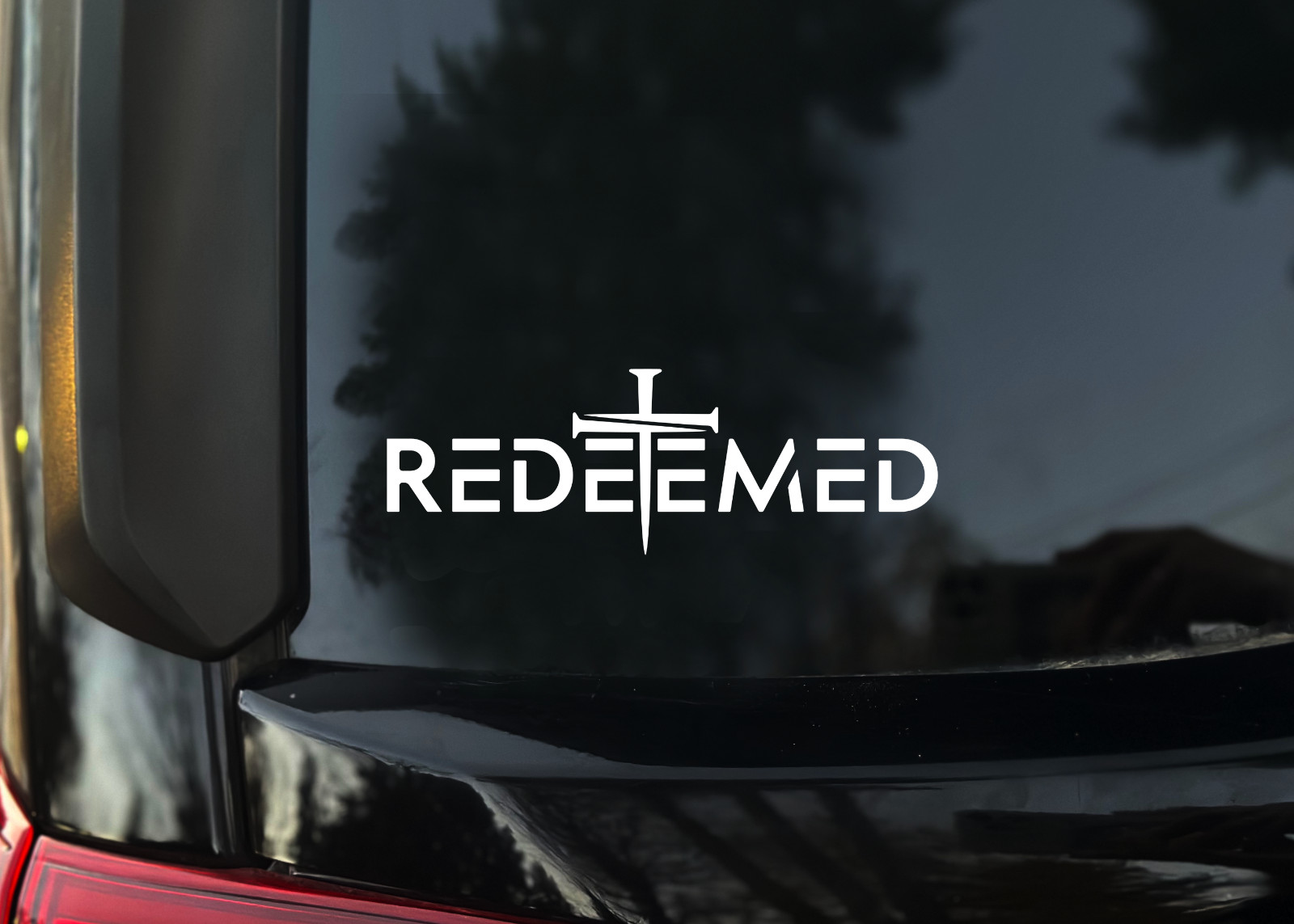 Redeemed Christian Vinyl Decal, White Car Sticker 6 x 2 in