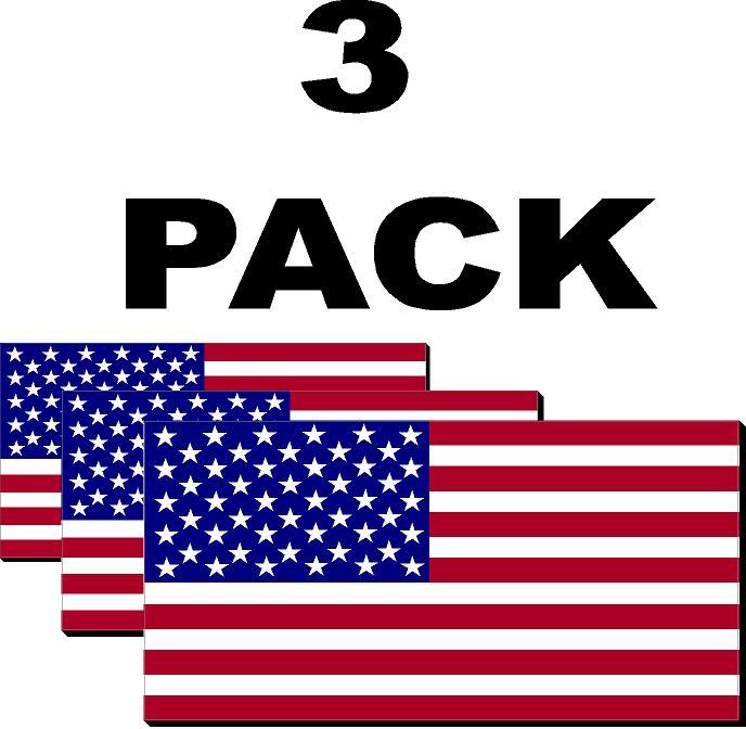 American Flag USA (PACK OF 3) Sticker 3M Military-Marines-Army w U/V LAM.