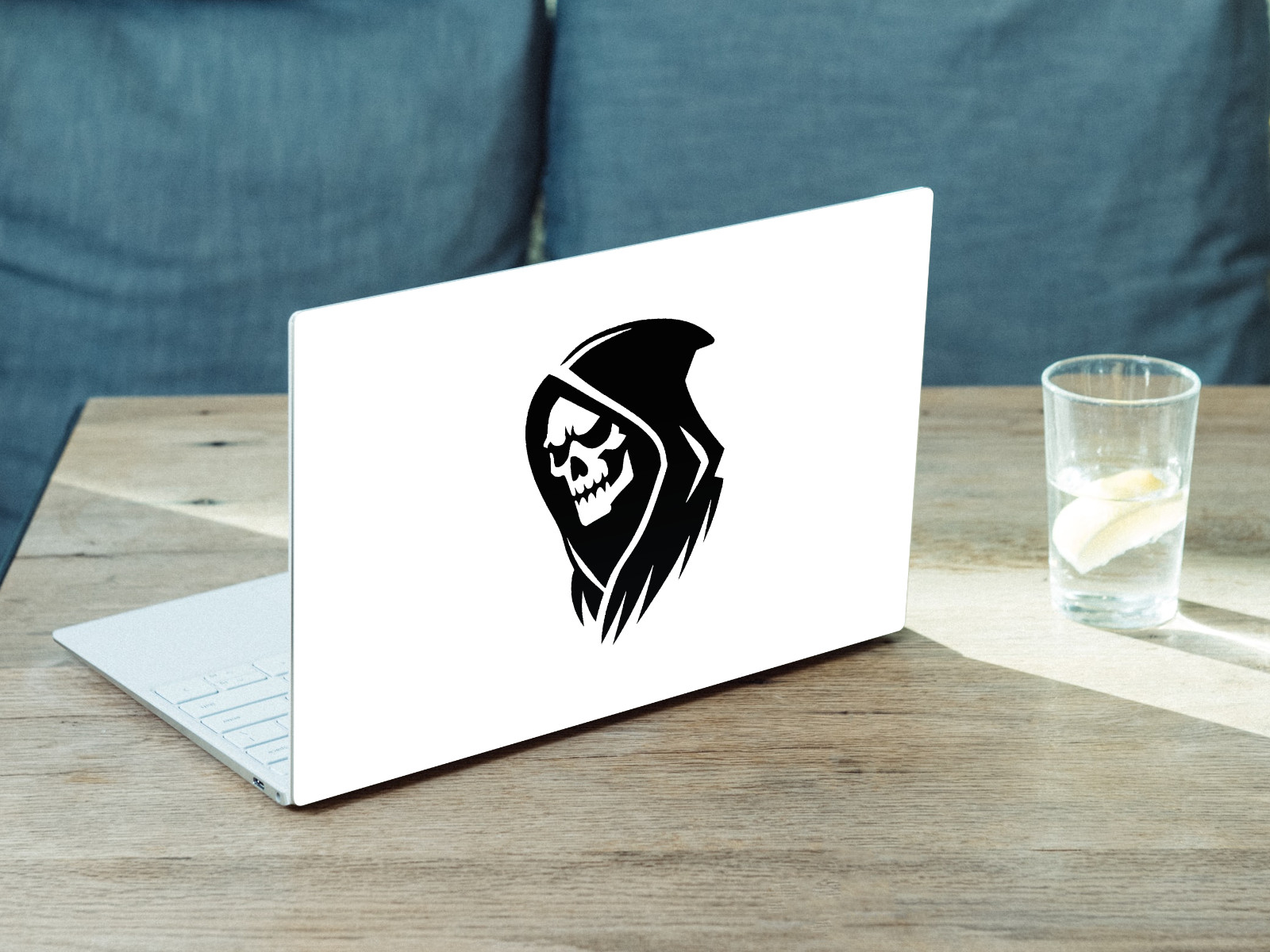 Evil Skull Death Grim Reaper Head Die Cut Vinyl Decal Sticker Left Right or Pair