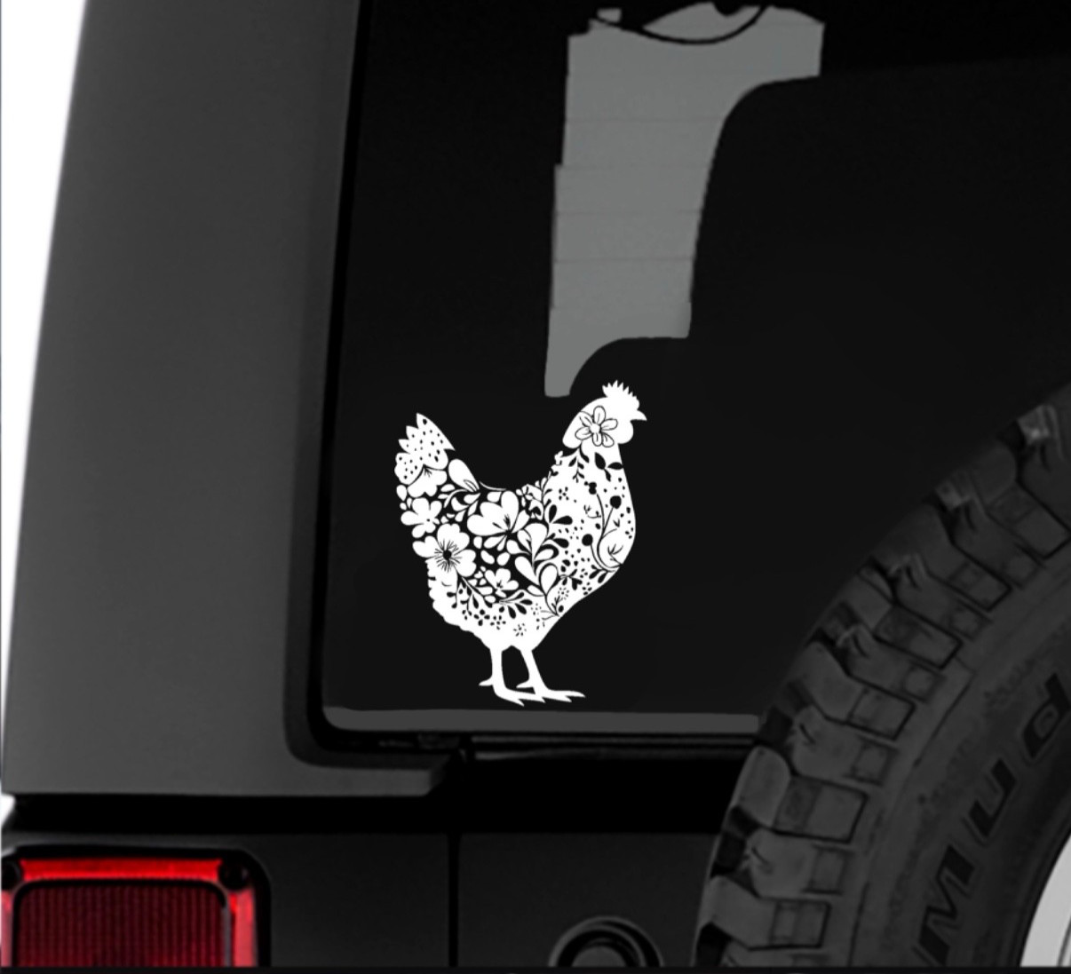 BOHO CHICKEN ROOSTER HEN FARMHOUSE CAR WINDOW DECAL VINYL DECAL STICKER