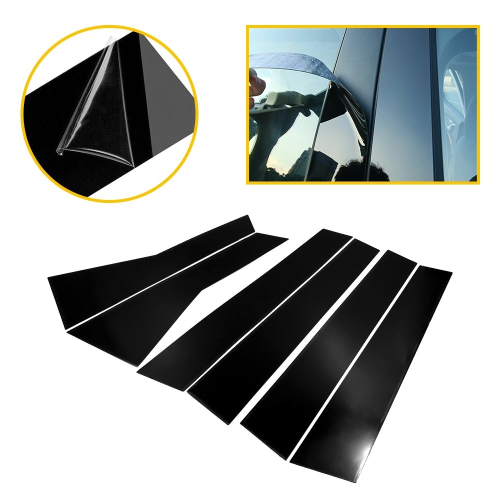 6/12x Piano Black Posts Pillar for Honda 2017-2022 CRV Window Trim Cover Kits