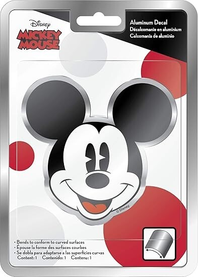Mickey Mouse Aluminum 3-D Decal – 4″ W x 3-1/2″ H – Flt or Curved Surface OK