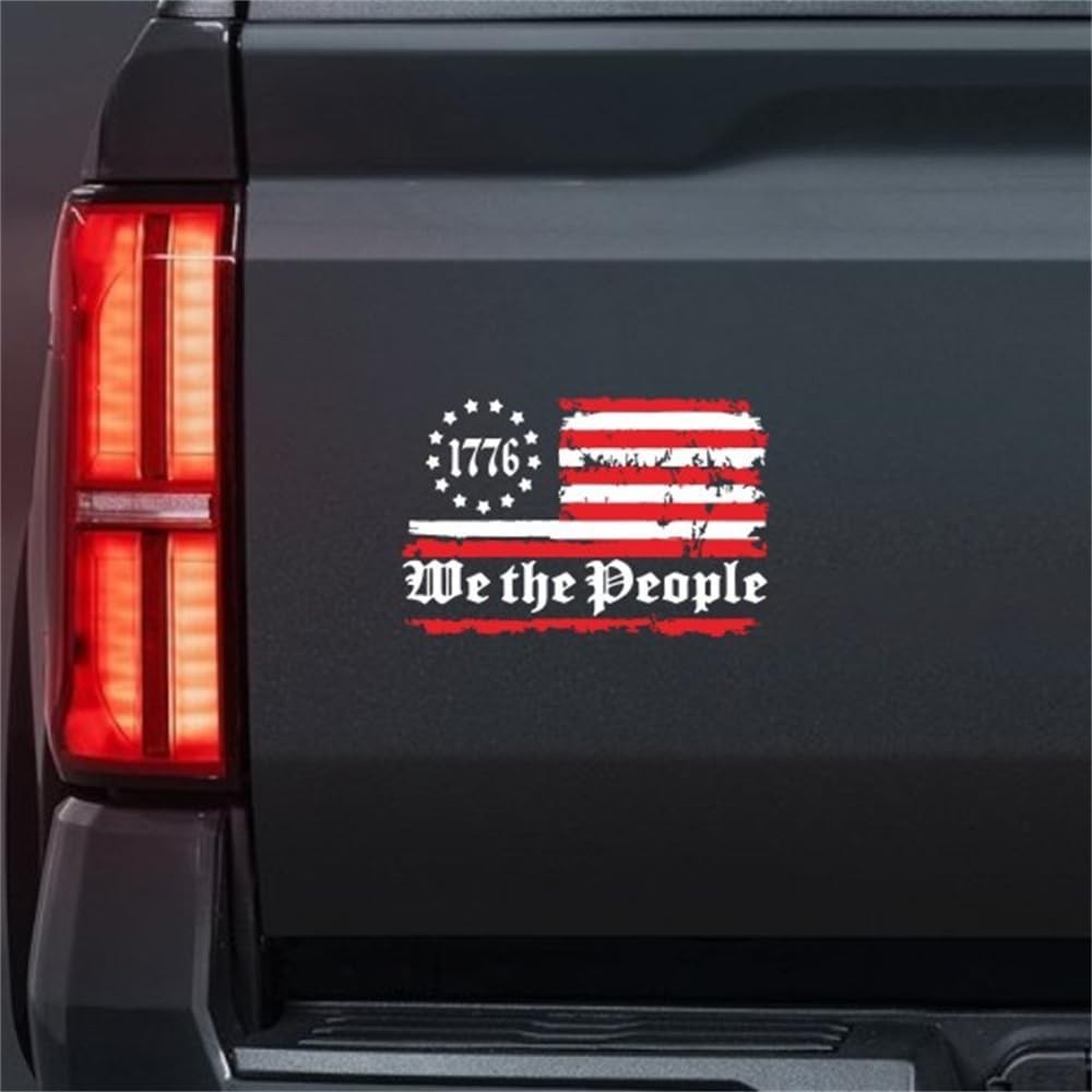 1776 We The People American Flag Decal Distressed American Flag Sticker for C…