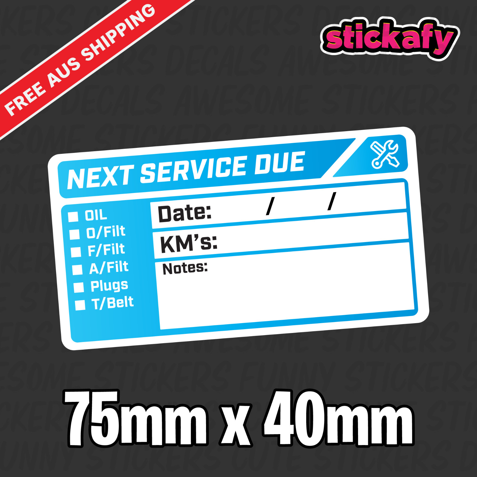 100 x Next Service Due Label Sticker 75x40mm – Printed Decal Car Boat 4×4