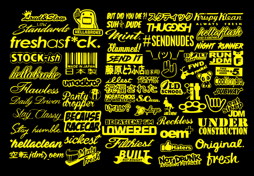 JDM Sticker Pack Tuner Vinyl 20 RANDOM Stickers You Choose Color (Tgish+SH)