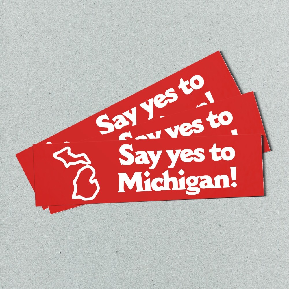 Say yes to MICHIGAN Red Bumper Sticker – Tourism USA Vintage Style Vinyl 80s 90s