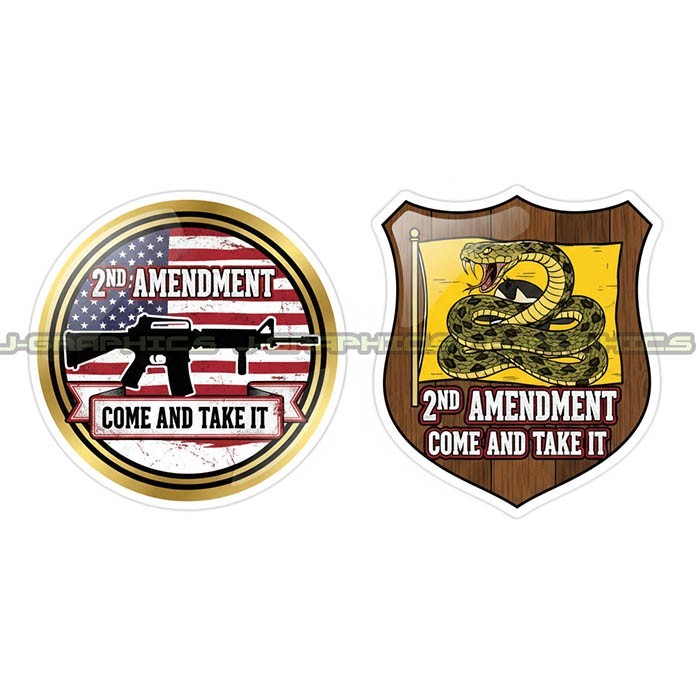2nd Amendment Sticker Decal American Rights Gun Helmet Motorcycle Car 2 pack N