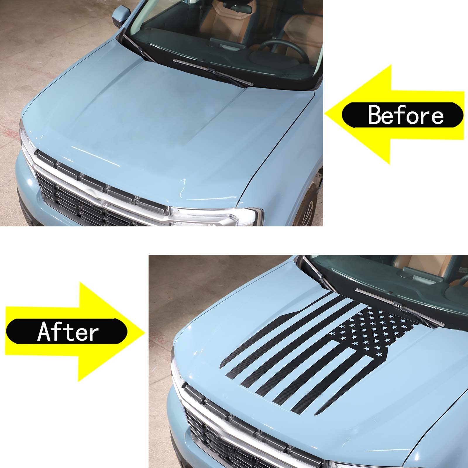 Front Hood Black USA Flag Graphic Vinyl Decal Fit For Ford Maverick 2022-2025 US