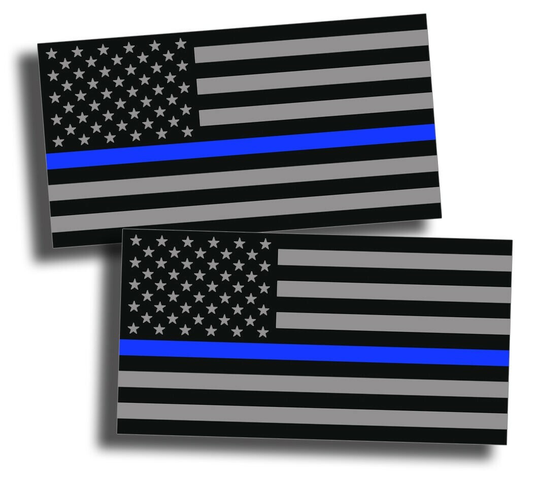 3 x Blue Line American USA Flag Sticker Police Car Vehicle Window Bumper Decal