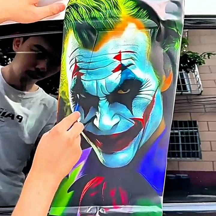 2PCS Halloween Graffiti Joker Car Center Pillar B-Pillar Protective Film