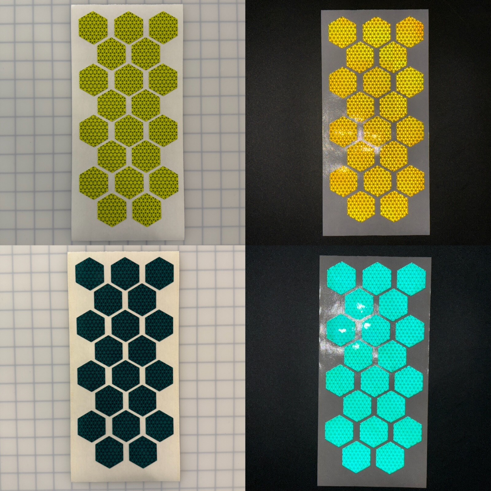 20 Reflective 1.75″ Prismatic Hexagons Oralite V98 (750+ Candelas) Sticker Decal