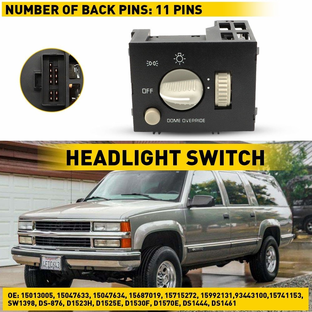 1/2Set Headlight Park Light Dimmer Switch for Chevy C1500 C2500 C3500 DS876 1501