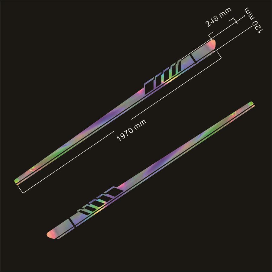 DIY 2Pcs Laser Reflective SUV Car Body Both Side Vinyl Long Stripe Decal Sticker