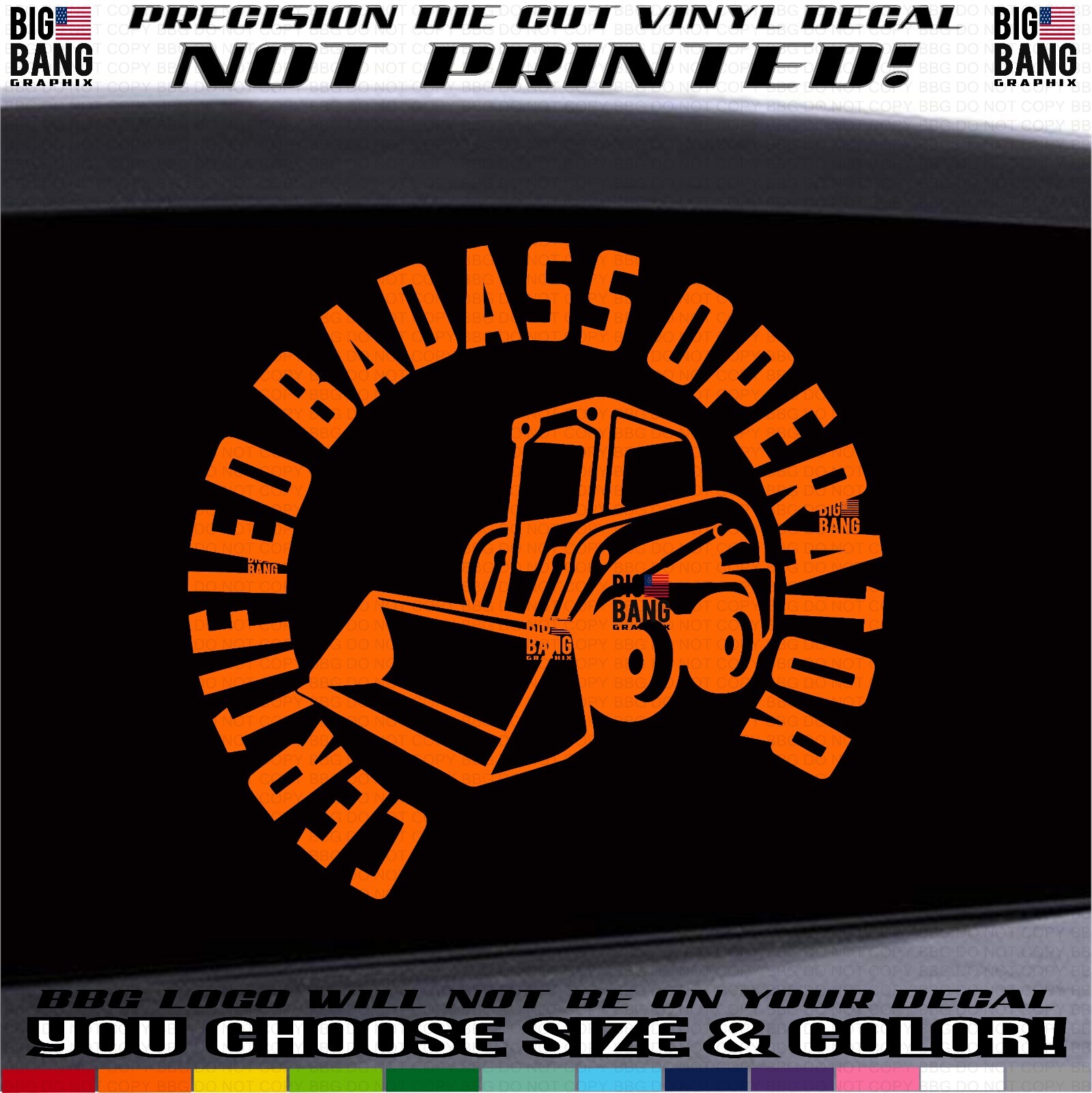 Badass Skid Steer Vinyl Decal Sticker Operator Driver Loader Blue Collar Money