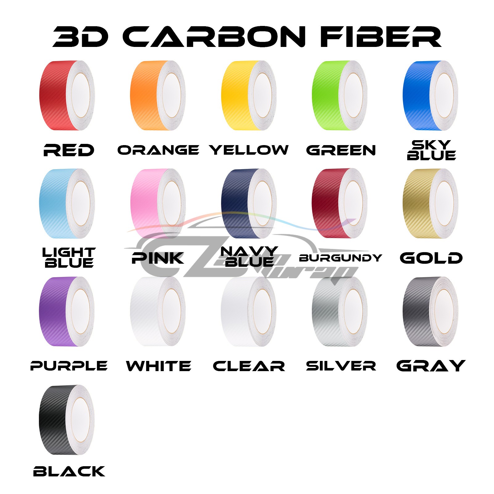 3D Matte Carbon Fiber Racing Stripes Vinyl Wrap Rally Sticker 10FT/20FT Long